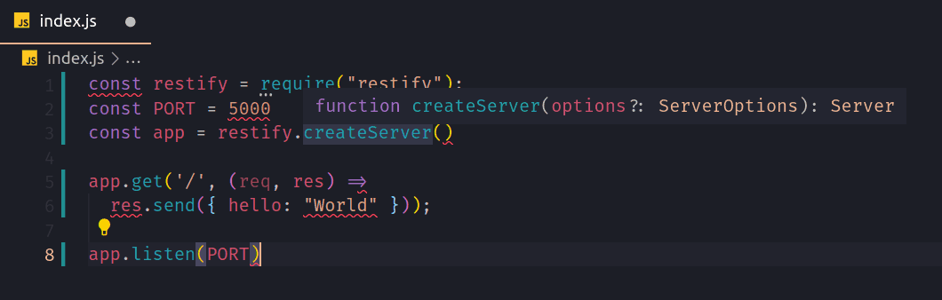 index.js with ESLint issues