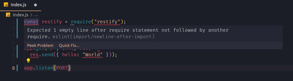 Displaying ESLint description on hover